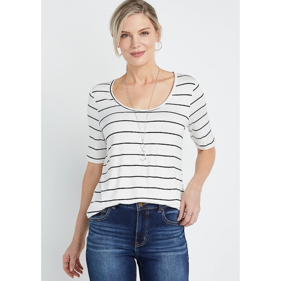 Maurices Tops - Maurice's 24/7 White and Black Striped Shirt